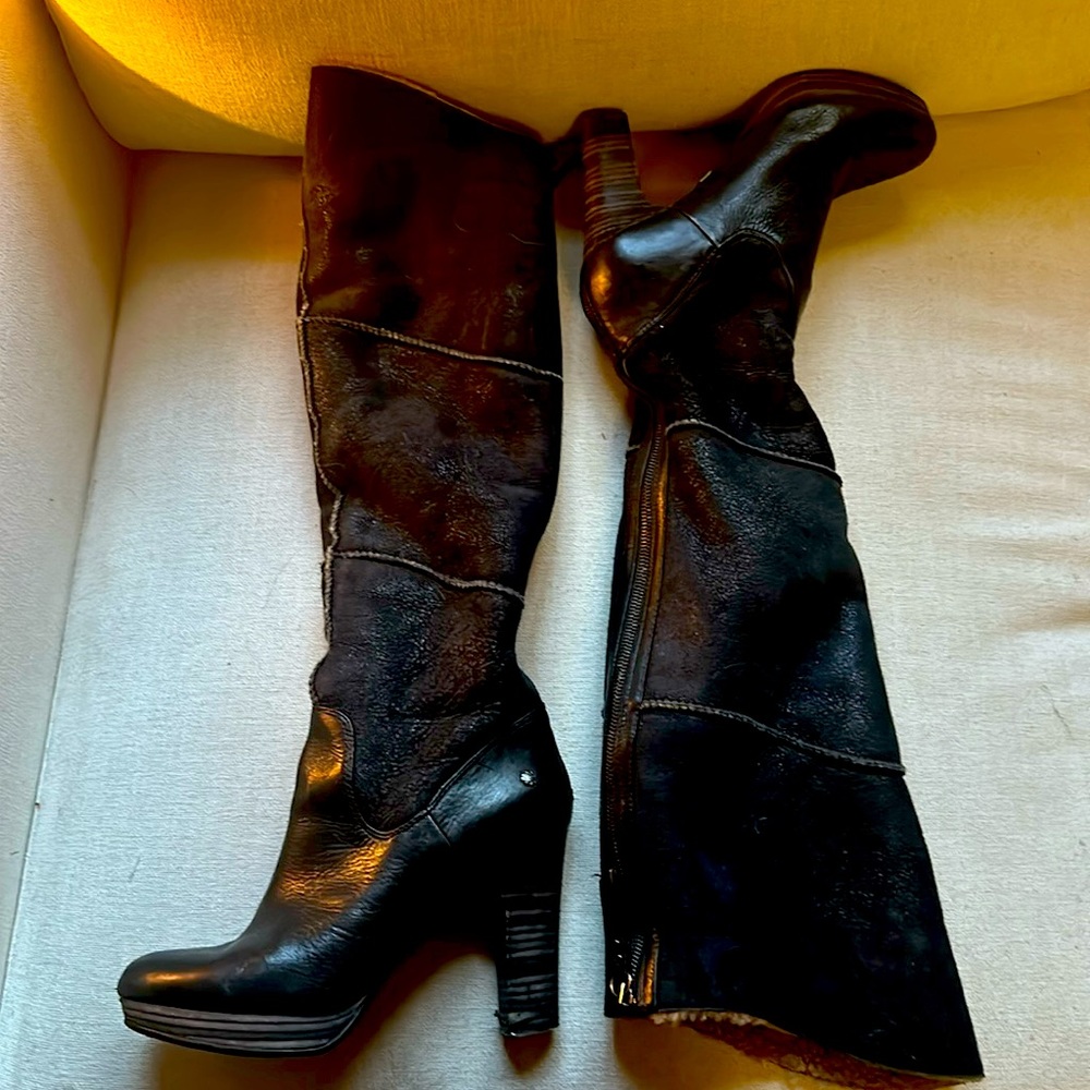 Over the knee black Ugg shearling boots. Size 8.5 fits 8.